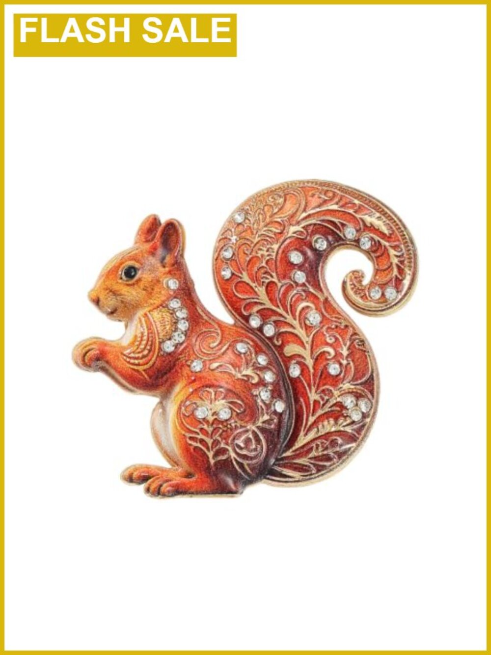 Gold Plated Crystal Squirrel Acorn Brooch Pin Fall Autumn Jewelry Gift